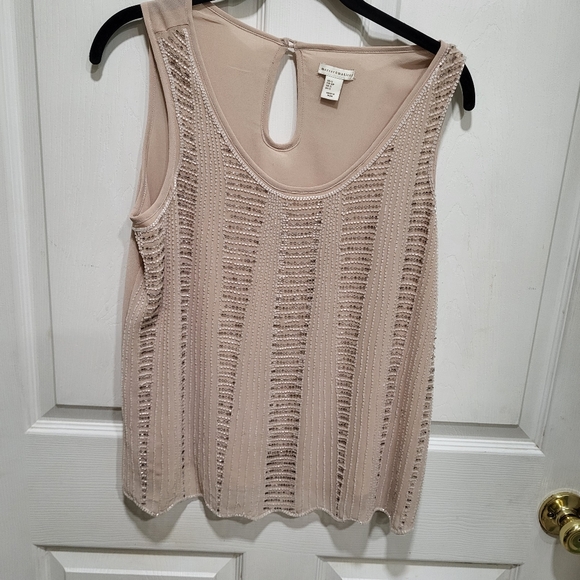 2/$30 Neutral Beaded Tank adds Sparkly to any Outfit - Size Small - Picture 2 of 4